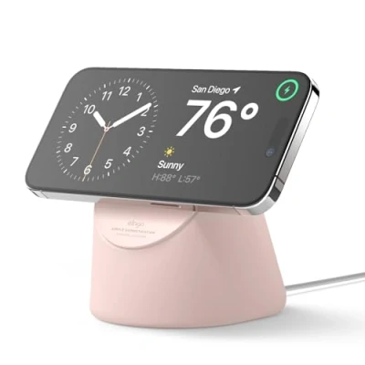 Immagine di elago MS1 Supporto di Ricarica Compatibile con Caricatore MagSafe Silicone Premium iPhone 16,15,14,13,12, Progettato per Modalità StandBy [Caricatore Non Incluso]