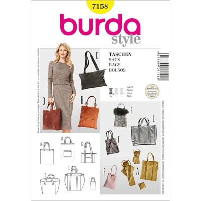 Immagine di Burda B7158 Cartamodello per Realizzare Borsa da Donna Multiuso, 19 x 13 cm