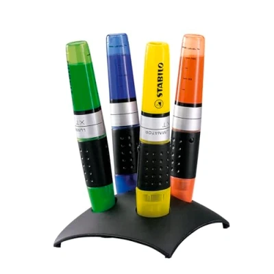 Immagine di Evidenziatore STABILO LUMINATOR lunga durata e doppio tratto (2 + 5 mm) Desk Set da 4 Colori assortiti