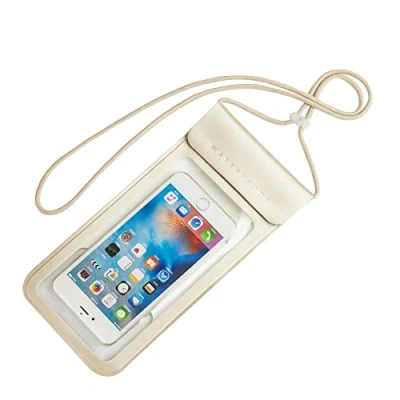 Immagine di BAIWOAK custodia impermeabile IPX8, per telefono iPhone 14 Plus/14 Pro Max/13 Pro/12 Max/11 Max/Xs Max/XR a 7 pollici nuotare kayak, Oro, Classico