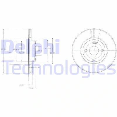 Immagine di DELPHI BG3966 Disco freno 270 22 4 ventilato Oleato non trattato senza cuscinetto ruota, anello sensore ABS MAZDA: MX 5 2