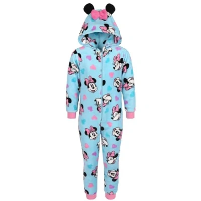 Immagine di Topolino Minnie Disney Pigiama Intero in Pile Blu, Tutina per Bambini con Cappuccio, Oeko Tex 5 6 Anni