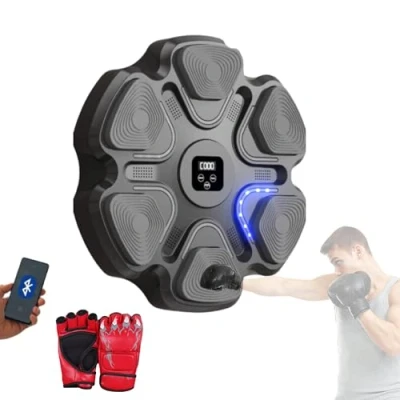 Immagine di MAGIC SELECT Macchina da Boxe Musicale, Attrezzatura Allenamento per a Parete in PU con Guantoni Boxe, Pad LED, Bluetooth, Luci al Ritmo della Musica. (2 Mode, 37x37x6 cm)