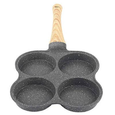 Immagine di 4 Fori in Alluminio per Crepes, Colazione Omelette Stampo Maker Con Antiscivolo Lungo Maniglie, Padella Antiaderente Frittata a Stampi da Fornelli Gas Induzione multiuso