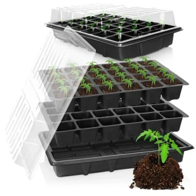 Immagine di com four® Kit di Coltivazione da 8 Pezzi, Set con vaschette per l&#039;acqua, Copertura Serre e la Piante Interno (08 Parti in Crescita 38x25cm)