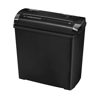 Immagine di Fellowes Distruggi documenti a striscia P 25S, 5 fogli, trita per uso personale, distruggidocumenti con cestino da 11 litri, nero