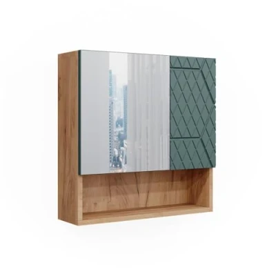Immagine di Vicco Specchio Contenitore Bagno Irma, Quercia Dorata/Verde, 54 x 55 cm