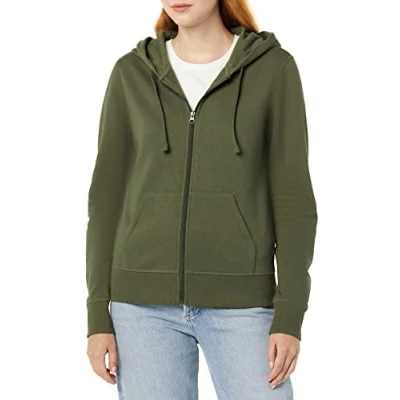 Immagine di Amazon Essentials Felpa con Cappuccio e Cerniera in Pile Donna, Verde Oliva Scuro, XS