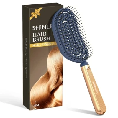 Immagine di SHINLEA spazzola per capelli districante a spirale, secco bagnati e asciutti, biocompatibile con setole morbide flessibili tutti gli stili