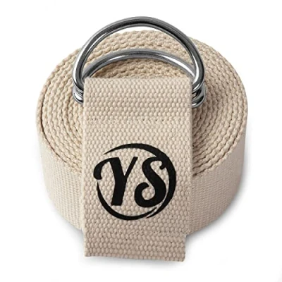 Immagine di Yoga Studio YS/Strap/DRing/2.5/NWhite/OL, Cinghia da Cintura in Metallo con Anello a D, 2,5 m, Colore: Ecru Unisex Adulto, Standard