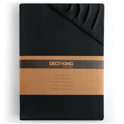 Immagine di DecoKing Lenzuolo sotto con angoli elasticizzati 100% jersey in cotone pettinato, Amber Collection, 200x200 200x220cm, Nero