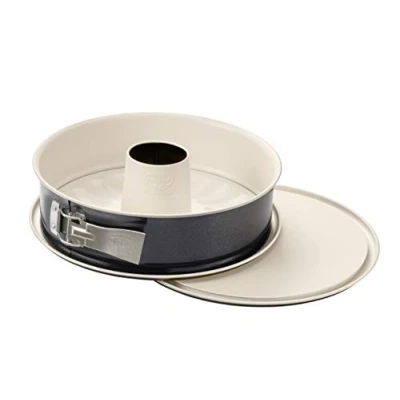 Immagine di Dr. Oetker BACK TREND teglia a cerniera con fondo piatto e tubo Ø 26 cm, 2 fondi, rivestimento antiaderente rinforzato in ceramica (colore: crema/antracite) 1 pezzo
