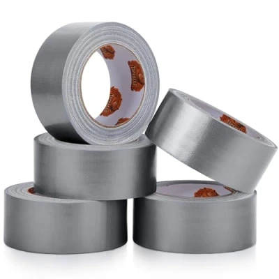 Immagine di TAPEBEAR Nastro Telato Argento, 48mm x 27m adesivo professionale in tessuto impermeabile per Lavori di Riparazione, Fissaggio, Sigillatura, Etichettatura e Ristrutturazione, 5 rotoli