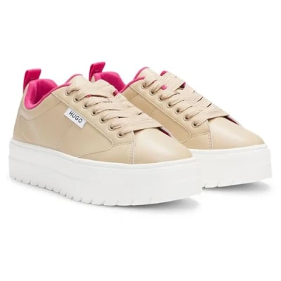 Immagine di HUGO Lyssa Sneakers basse, Donna, Taglia: 41, Open beige Finta pelle di alta qualità