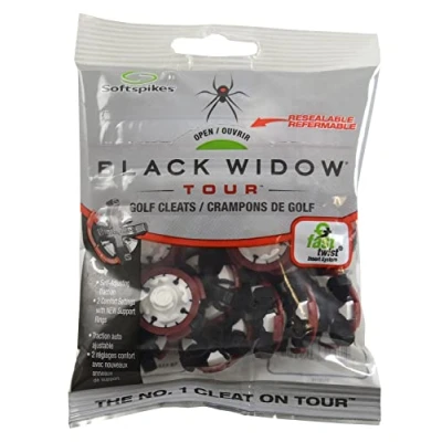 Immagine di SOFTSPIKES, Black Widow Cleat (FT), Nero/Bianco/Rosso, Clamshell Tacchetto Tour Vedova Nera, Bag of 1 Set
