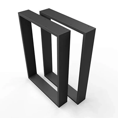 Immagine di sossai® Design Gambe per tavolo in acciaio TKK3 Set di 2 colore: nero larghezza 50 cm x altezza 72 Profilo 20x100mm struttura XXL