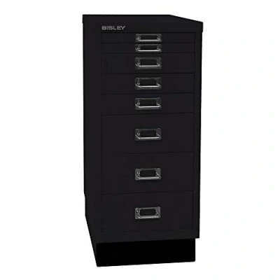 Immagine di BISLEY MultiDrawer, Serie 29 con Base, DIN A4, 8 cassetti, Metallo, 633 Nero, 38 x 27.9 67 cm