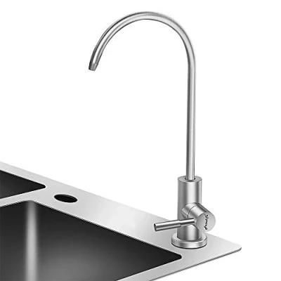Immagine di Frizzlife RO Rubinetto per acqua potabile, compatibile con la maggior parte dei sistemi di filtraggio dell&#039;acqua a osmosi inversa, in acciaio inox SUS304 nichel spazzolato senza piombo
