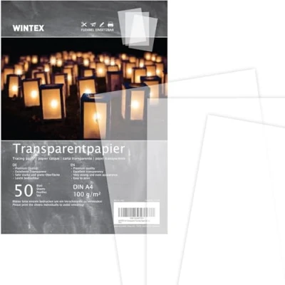 Immagine di WINTEX Carta Lucida DIN A4, 100g/mq di Ottima qualità, Fogli Trasparente 50 Pezzi