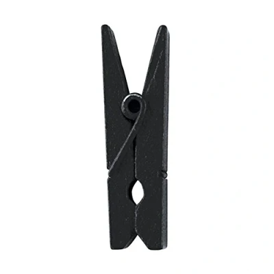 Immagine di Santex 24 mini mollette in legno da circa 25 mm di lunghezza, colore nero
