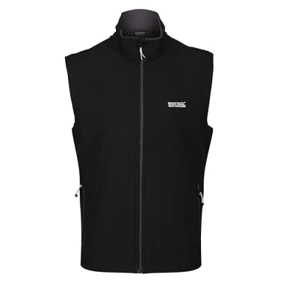 Immagine di Regatta (REGLC) Full Wind Resistant Gilet Bradwell III Smanicato in Softshell Elastico, Antivento e impermermeabile, con 2 Tasche Inferiori Zip, Black, L Petto 41 42&quot; (104 106,5 cm) Mens