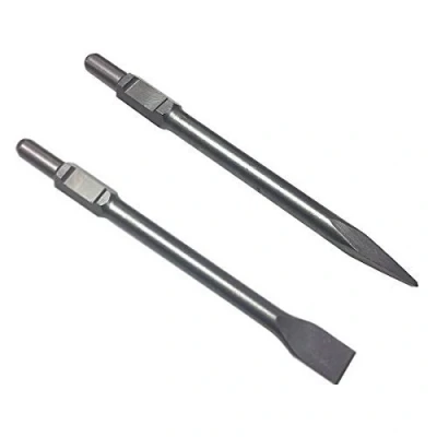 Immagine di Set di 2 scalpelli professionali SDS HEX, 35 x 410 mm, scalpello piatto a punta, attacco esagonale 30 punta piatta larga per martello demolitore