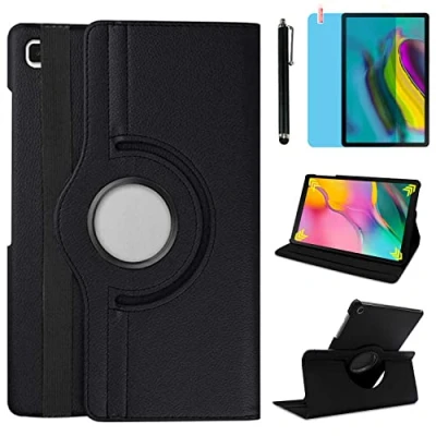 Immagine di Custodia per Samsung Galaxy Tab S5e 10,5&quot; 2019 (SM T720 T725 T727) protettiva con supporto girevole a 360 gradi, pennino capacitivo incluso, pellicola (Black)