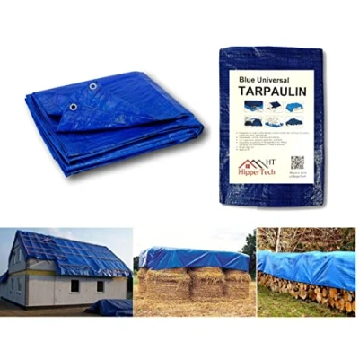 Immagine di HipperTech® Telone impermeabile blu 4 m x 5 m, telo di copertura in polietilene intrecciato e laminato, = 20 m², 60 g/m²