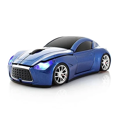 Immagine di ECOiNVA mouse wireless per auto sportive da tavolo, computer portatile, 2,4 GHz, ottico ufficio, blu