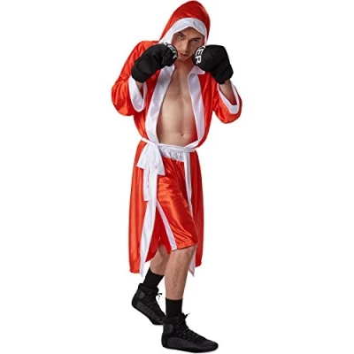 Immagine di dressforfun Costume da uomo pugile in due pezzi Guantoni boxe con chiusura a strappo (S Rosso no. 301834)