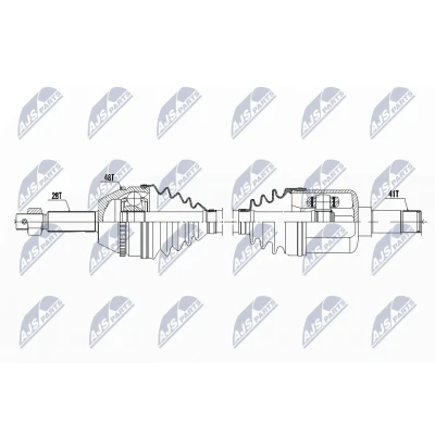 Immagine di NTY NPW FR 062 Albero motore / Semiasse Assale anteriore Sx 755 Cambio manuale a 6 marce FORD: Transit Mk6 Bus, Van