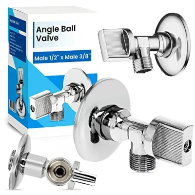 Immagine di Valvola Angolo Sfera 1/2&#039;&#039; x 3/4&#039;&#039; Filettatura Interna Ottone Cromato Lavatrice Lavastoviglie Regolazione Tubi Acqua Fredda Calda Connessione Tappo a Vite