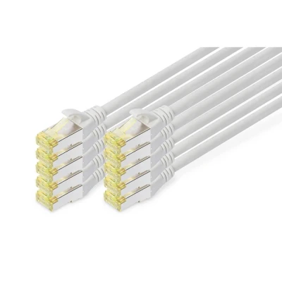 Immagine di DIGITUS Cavo LAN Cat 6A 1m 10 pezzi di rete RJ45 schermato S/FTP Compatibile con 6 e 7 Grigio
