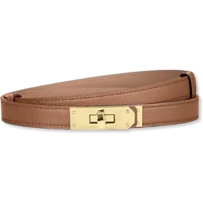 Immagine di HEVIBK Cintura in pelle da donna, pelle, 18 mm, sottile, caramello/oro, Average code