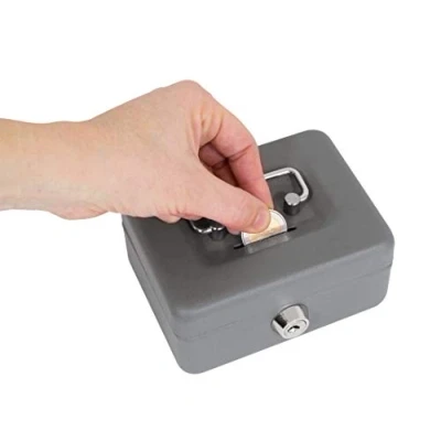 Immagine di ARREGUI Elegant C9006 Cassetta di sicurezza con chiave per contare e trasportare denaro Portavalori in acciaio fessura Cassaforte portatile de 12,5 cm larghezza Grigio grafite