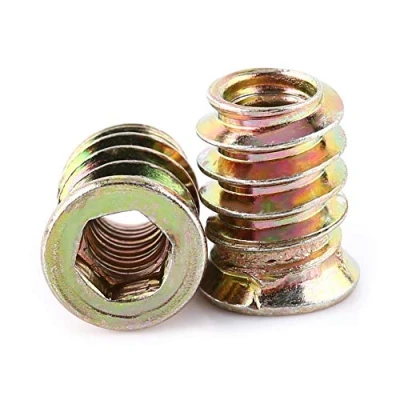 Immagine di Boccole Filettate Per Legno, 20 Pezzi rti Filettati Legno M6 M8 M10 Acciaio al Carbonio ​Esagono Incassato ​Dadi rto Ffilettato Mobili in Legno(M6*15mm)