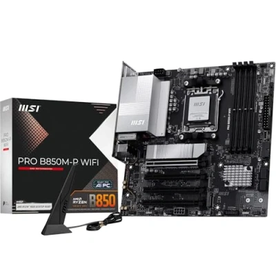 Immagine di MSI PRO B850M P WIFI Scheda Madre, ATX Supporta processori AMD Ryzen 9000/8000 / 7000, AM5 DDR5 Memory Boost (8200+ MT/s OC), PCIe 5.0 x16 &amp; 4.0 x16, M.2 Gen5, Wi Fi 7, LAN 5G
