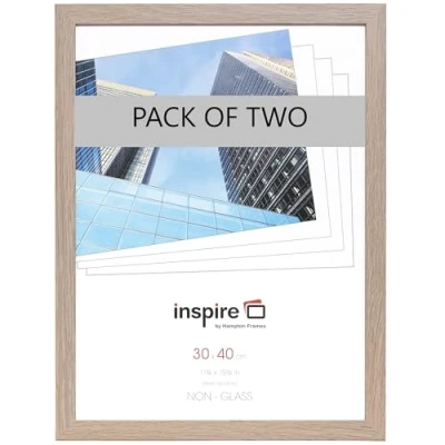 Immagine di Hampton Frames SORBONNE SOR3040NGX 2PK Cornice portafoto in acrilico effetto quercia, 30 x 40 cm, confezione da 2