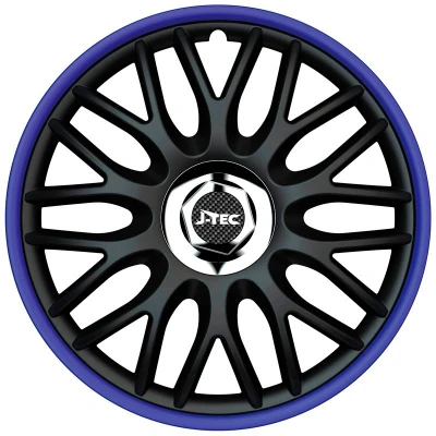 Immagine di J Tec J13518 Set Di 4 Copricerchi Orden R 13 Pollici Nero/Blu + Anello Cromato