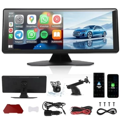 Immagine di Banaone Autoradio Carplay Wireless Andriod Auto, 7/10,26 Pollici Touchscreen Monitor Auto Stereo Radio Supporto Controllo Vocale/Bluetooth/Mirror Link/USB, Adatto a Tutti i Tipi di (10,26 IN)