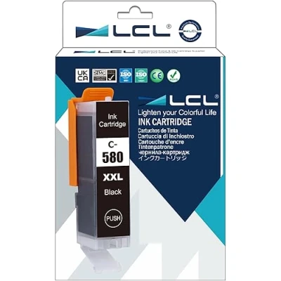Immagine di LCL Cartucce d&#039;inchiostro Compatibile PGI 580 PGBK 580XL 580XXL 1970C001 27ml (1 PGBK) Sostituzione per Canon Pixma TR7550 TR8550 TS6150 TS6151 TS6350 TS6351 TS6250 TS8100 TS8150