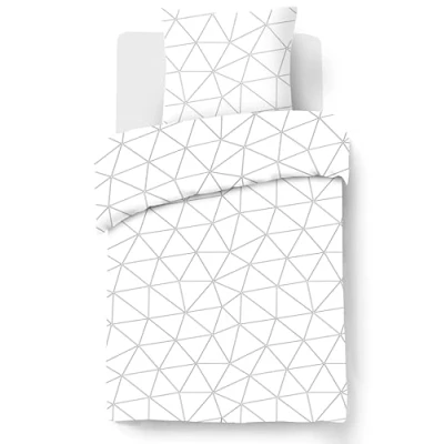 Immagine di VISION Set copripiumino Hugo Bianco 140 x 200 cm con 1 federa per letto singolo 100% cotone