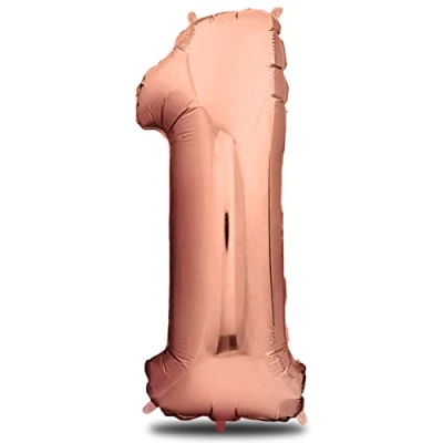 Immagine di envami® Palloncini Compleanno 1 Anno Oro Rosa 101 CM Palloncino Numero Numeri Gonfiabili Decorazioni Vola con l&#039;Elio