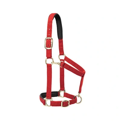 Immagine di Weaver Leather Padded Adjustable Chin And Throat Snap Halter, 2,5 cm Media Cavallo o Yearling Draft, Solid Red