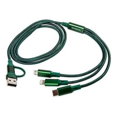 Immagine di Skoda 6U0051445 Cavo di ricarica USB 4 in 1 (USB A/USB C/microUSB/Lightning), colore: Verde