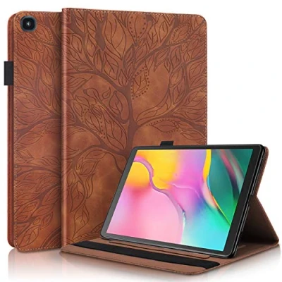 Immagine di Succtop Cover Galaxy Tab A 10.1 2019 Custodia in Pelle PU Flip Stand Portafoglio Porta Penna Slot Card Tablet per Samsung Pollice SM T510/SM T515 Marrone