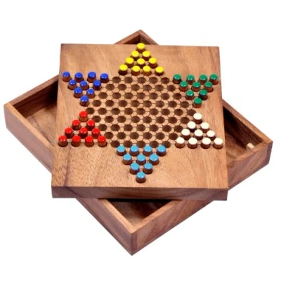 Immagine di LOGOPLAY Halma Gr. S, Stern Halma, Dama Cinese, Gioco di Strategia, da Tavolo in Legno (Multicolore)