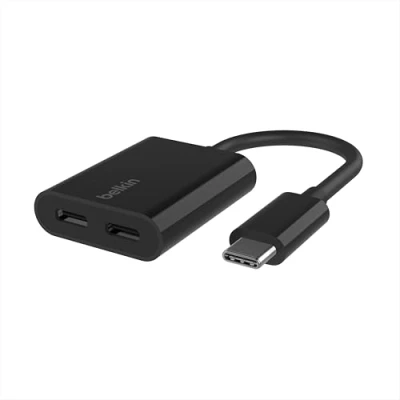 Immagine di Belkin CONNECT USB C audio e adattatore di ricarica (adattatore per cuffie C, rapida con PD Pixel, iPad Pro altri dispositivi, ad esempio Samsung)