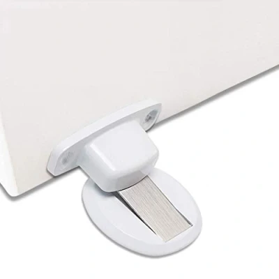Immagine di PHOEWON Fermaporta magnetico in metallo, resistente, con viti autoadesive, montaggio a pavimento (2 pezzi, White)