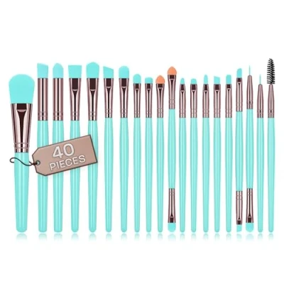 Immagine di pennelli make up professionali set 40 pezzi setole sintetiche di qualità correttore per ombretto fard trucco kit (Blu)